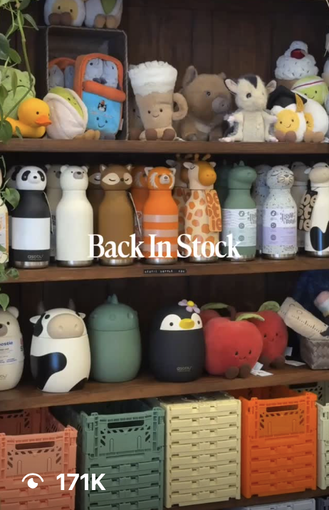 SOCCO back-in-stock post featuring bottles and playful homewares