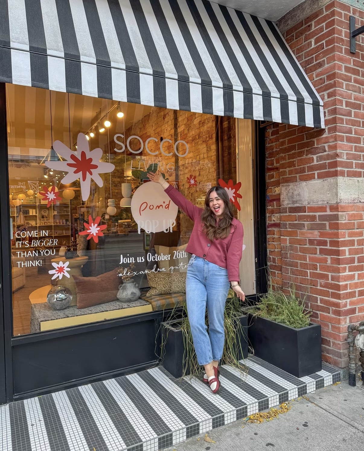 Alexandra Gater outside SOCCO for the Pom’d pop-up