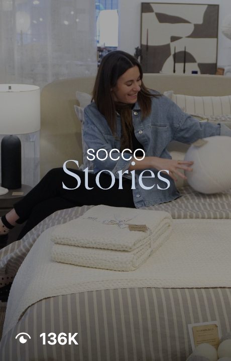 SOCCO Stories post featuring a presenter arranging bedding