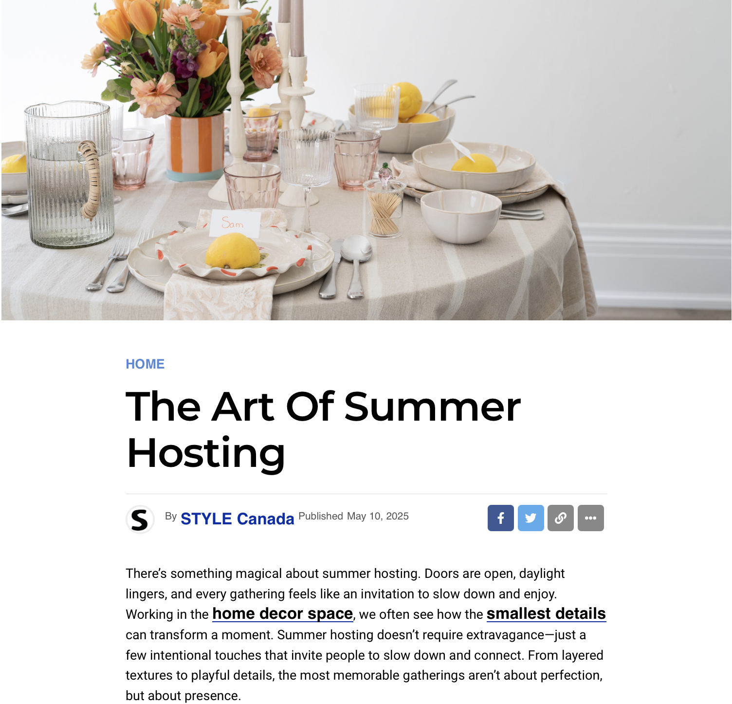 Screenshot of STYLE Canada’s The Art of Summer Hosting